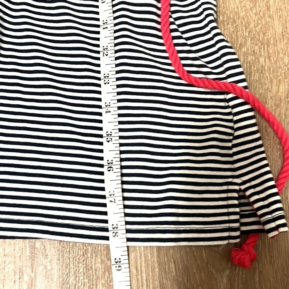 ⭐️Lands’ End, Women's Stripe Knit Henley T-shirt Dress,Navy/Pink,Belted, EUC,6-8